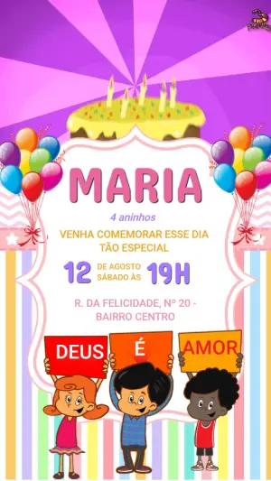 Vídeo Convite de Aniversário Infantil Deus é Amor Editável