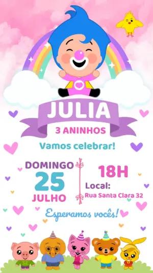 Convite de Aniversário Palhaço Herói Colorido para Editar