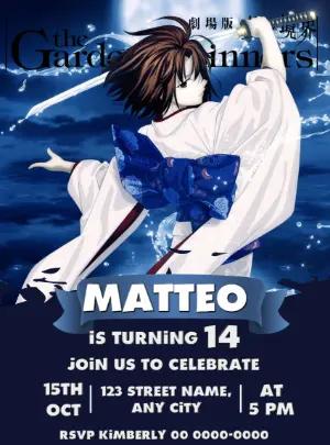 Garden of Sinners Anime Birthday Invitation Editable Template