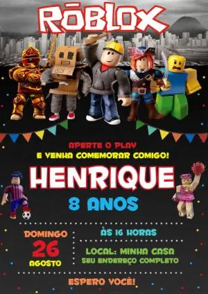 Convite de Aniversário Roblox Infantil para Editar Online