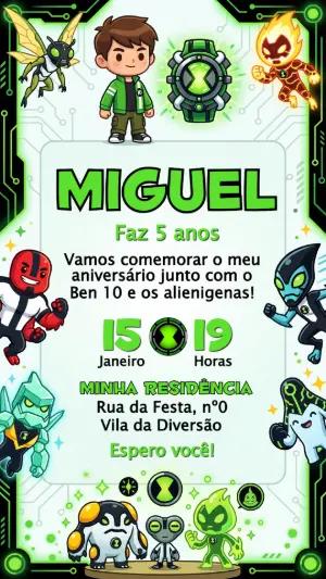 Convite de Aniversário Ben 10 Chibi Editável