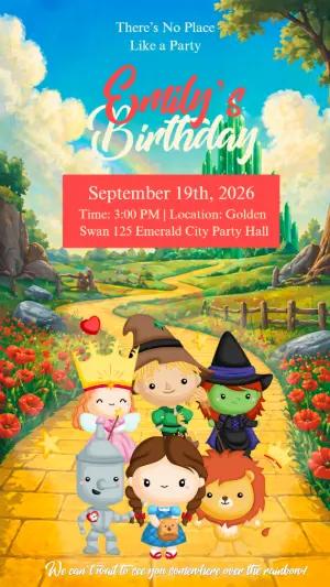Wizard of Oz Birthday Invitation | Editable Digital Template