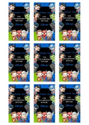 Cute Avengers Party Favor Tags - Editable Template