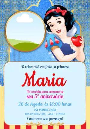 Convite de Aniversário Branca de Neve Clássico para Editar