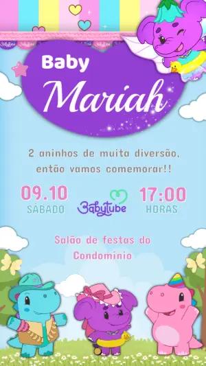 Convite de Aniversário Infantil Babytube Colorido Editável