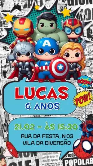 Convite de Aniversário Vingadores Baby Fofo para Editar