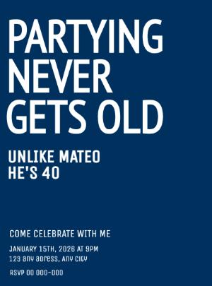 40th Birthday Invitation | Modern Editable Template