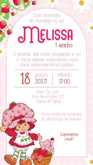 Convite Aniversário Moranguinho Clássico para Editar Online