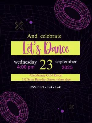 Editable Neon Dance Party Invitation Template