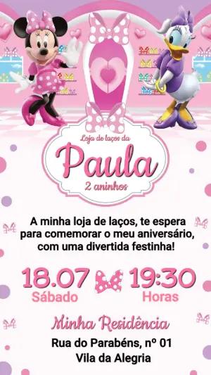 Convite Minnie Loja de Laços para Aniversário