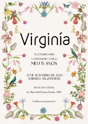 Convite 15 Anos Rústico com Flores Silvestres para Editar