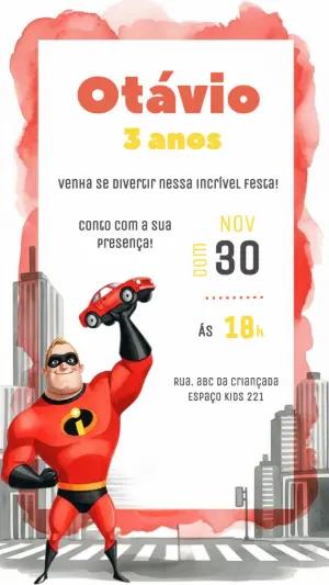 Convite Digital Aniversário Infantil Os Incríveis Editável