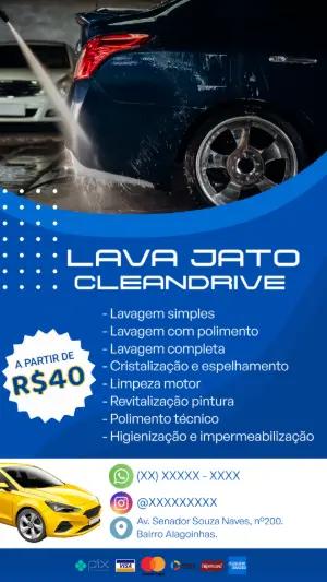 Cartão de Visita Digital Lava Jato para Editar Online