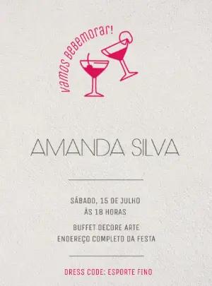 Convite Aniversário Adulto Bebemorar com Drinks para Editar
