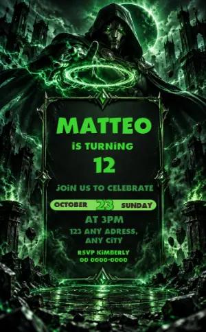 Doctor Doom Editable Birthday Invitation Template