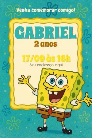 Convite Aniversário Bob Esponja para Editar Online e Imprimir