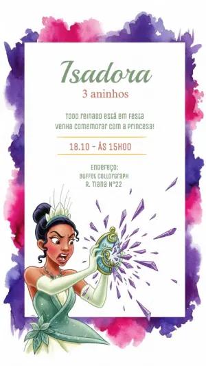 Convite de Aniversário Princesa e o Sapo para Editar