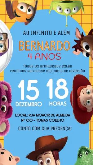 Convite de Aniversário Toy Story Editável | Woody e Buzz