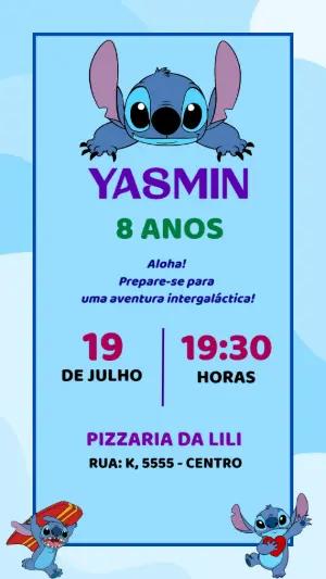Convite de Aniversário Stitch Editável Online para Imprimir