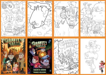 Livrinho de Colorir Gravity Falls Editável para Festa Infantil