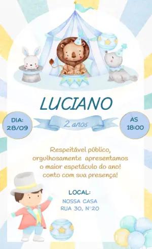 Convite de Aniversário Circo Menino Aquarela para Editar