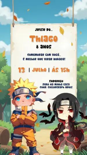 Convite Naruto Editável Online para Festa de Aniversário