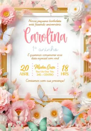 Convite de Aniversário Jardim das Borboletas Editável
