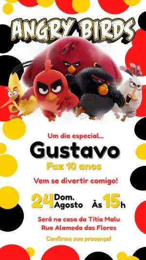 Convite Digital Angry Birds Aniversário Infantil para Editar Online