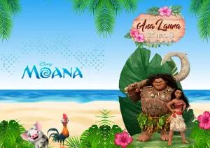 Capa de Caderno Moana com Personagens para Editar Online