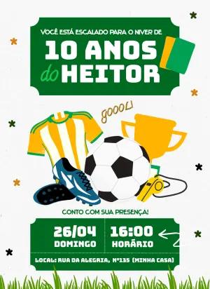 Convite de Aniversário Futebol Infantil para Editar
