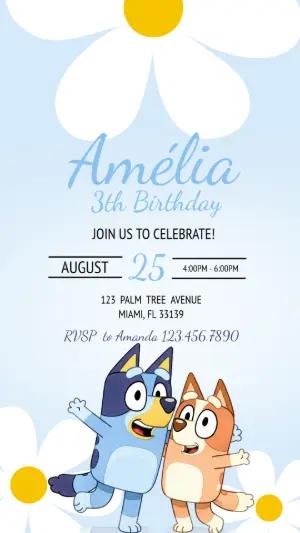 Editable Bluey and Bingo Birthday Party Invitation