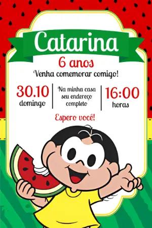 Convite de Aniversário Magali Turma da Mônica para Editar Online