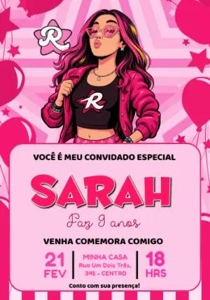 Convite de Aniversário Dos Rosa EmilyVick Influencer para Editar