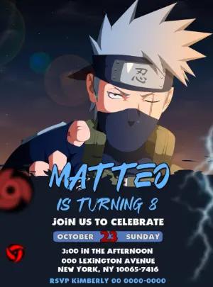 Kakashi Naruto Birthday Party Invitation - Editable Digital Template