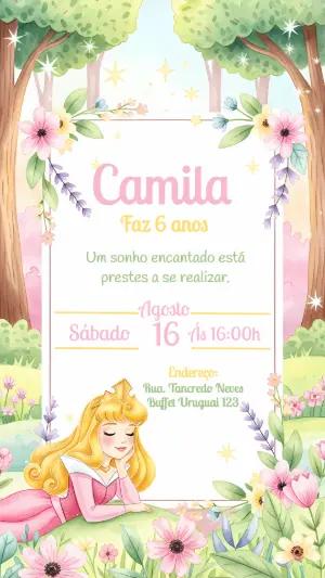 Convite Aniversário Princesa Aurora Editável Online