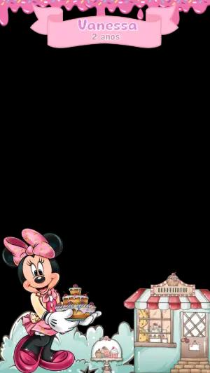 Moldura Aniversário Confeitaria da Minnie para Editar Online