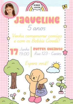 Convite de Aniversário Bobbie Goods com Foto para Editar