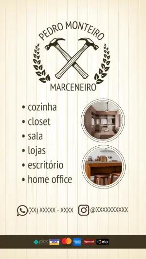 Cartão de Visita Marceneiro com Fundo de Madeira para Editar Online