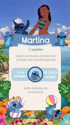 Convite Animado Aniversário Lilo e Stitch para Editar Online