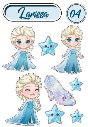 Topo de Bolo Aniversário Frozen com Personagens para Editar