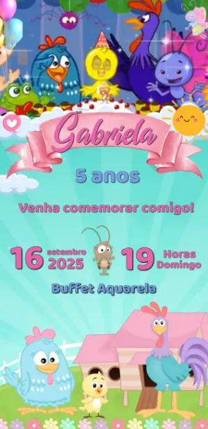 Convite Animado Aniversário Galinha Pintadinha para Editar