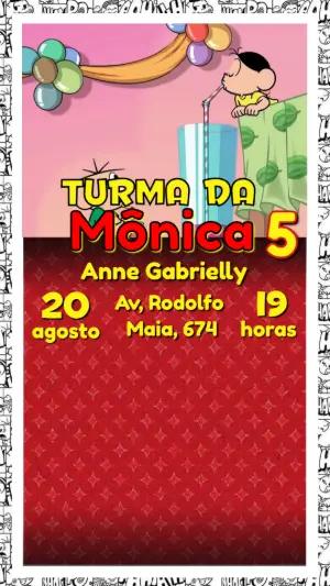 Convite Animado Aniversário Turma da Mônica para Editar Online