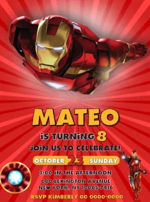 Editable Iron Man Birthday Party Invitation