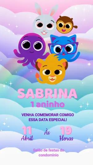 Convite Animado Bolofofos Infantil para Editar e Enviar