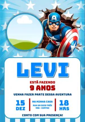 Convite de Aniversário Capitão América Editável para WhatsApp