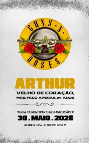 Convite de Aniversário Guns N' Roses Editável