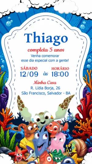 Convite Fundo do Mar com Nemo e Dory para Editar