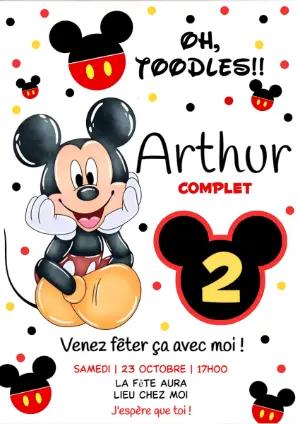 Invitation Anniversaire Mickey Mouse à Modifier en Ligne