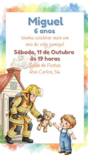 Convite Aniversário Bombeiro para Editar Online