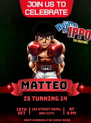 Anime Boxing Birthday Invitation | Editable Digital Template
